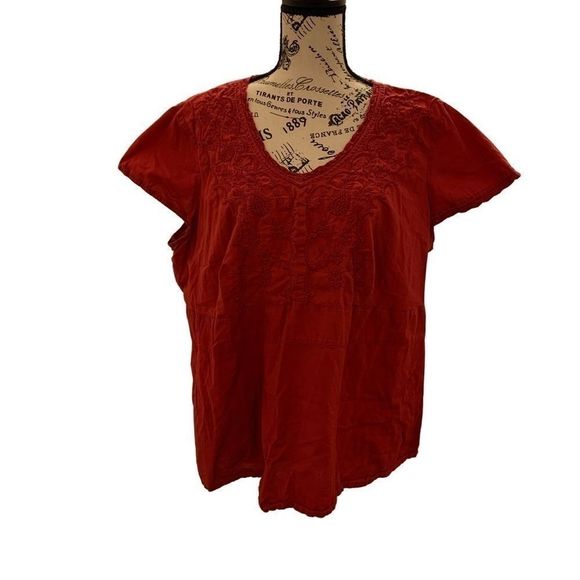 Venezia Tops - Venezia Blouse Red Sz 18/20
